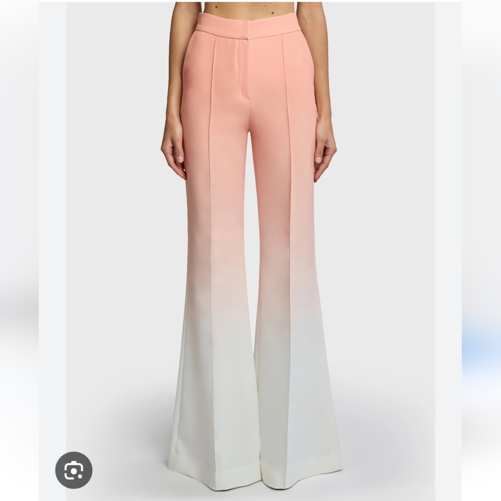 NWT$1,379 Elie Saab Cady Flared Wide Leg Pants in Gradient Blush Sz FR 40 (8)